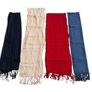 Bundle of 4 Fringe Scarves Solid Colors
